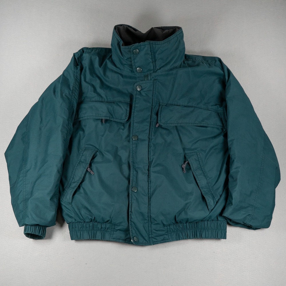 Vintage St Johns Bay Mens Bomber Jacket Green Size L Insulated Puffer Coat